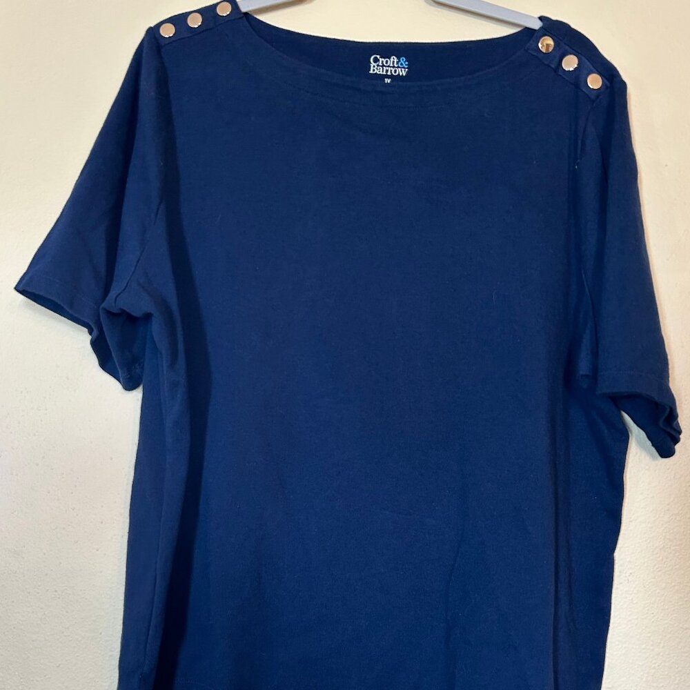 Women's Croft & Barrow® Button Shoulder Tee
